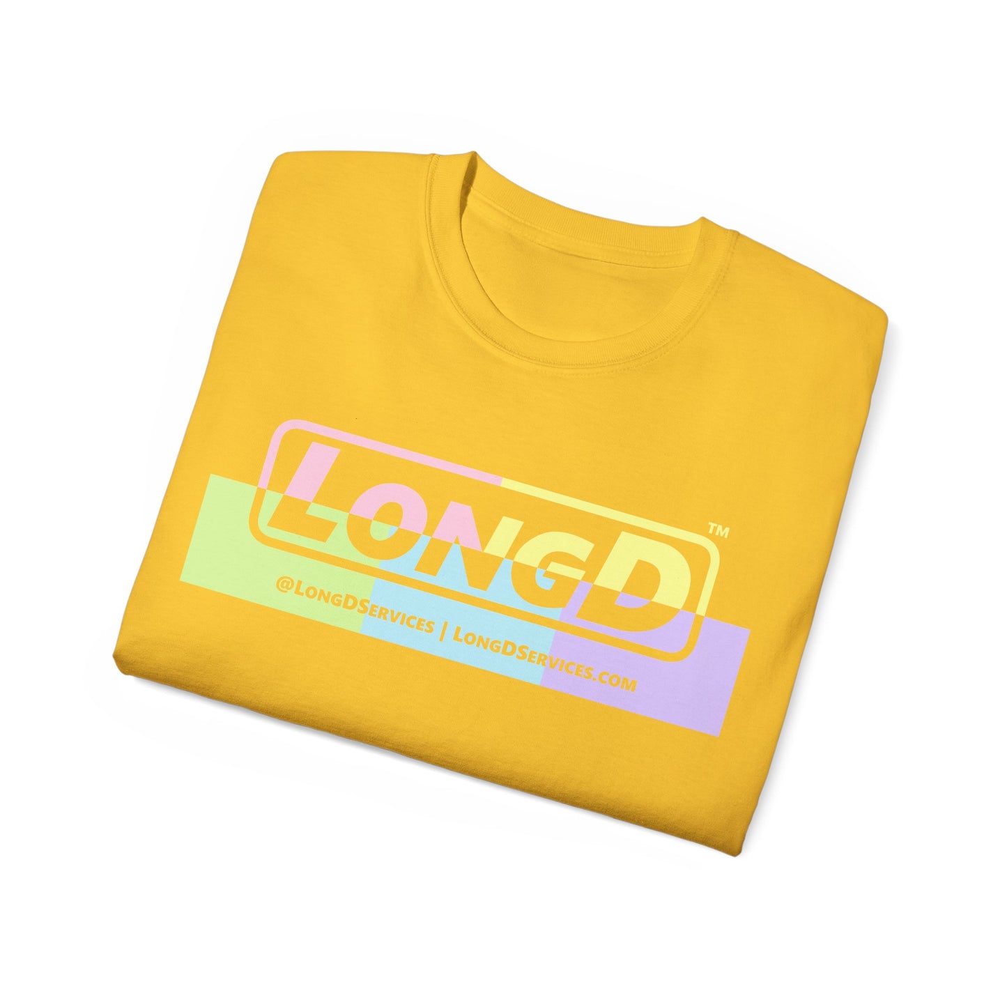 LongD® Logo Cotton Tee (Easter pastel variety in positive top text and negative bottom text)