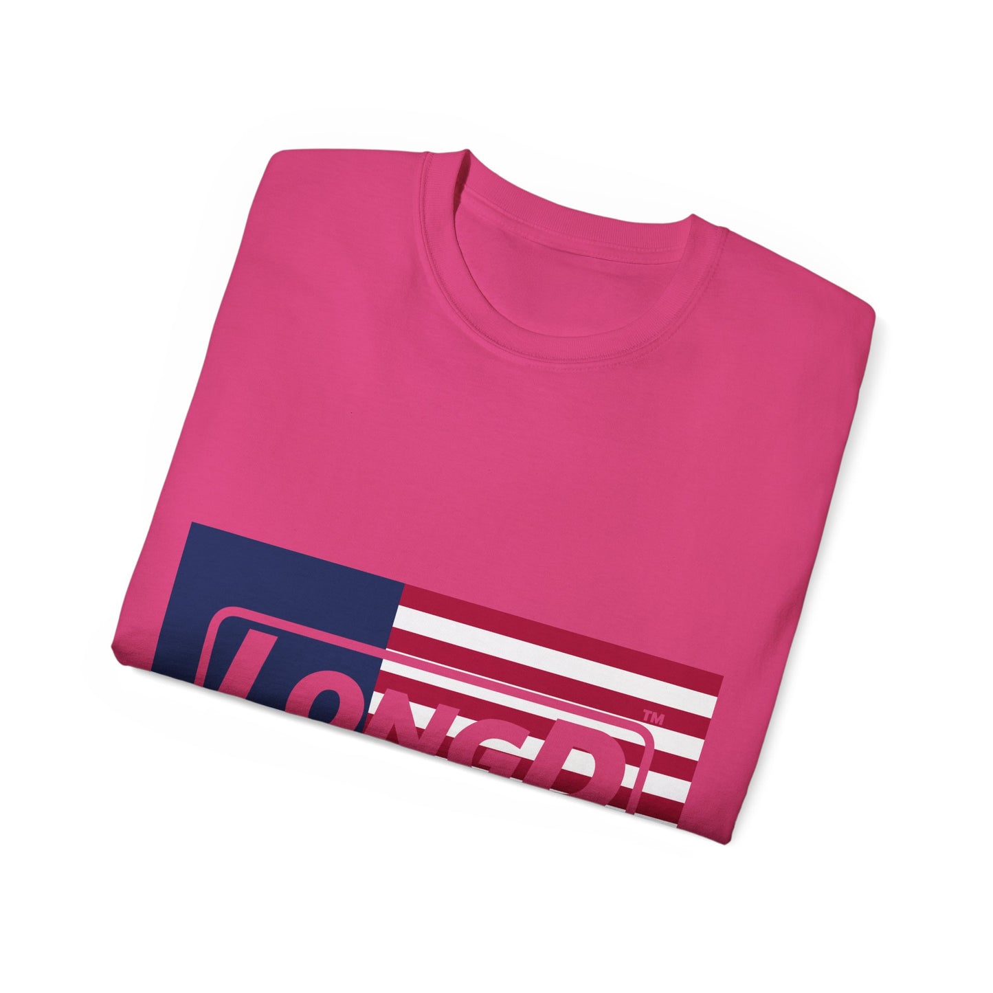 LongD® Logo Cotton Tee Red, White and Blue flag negative text