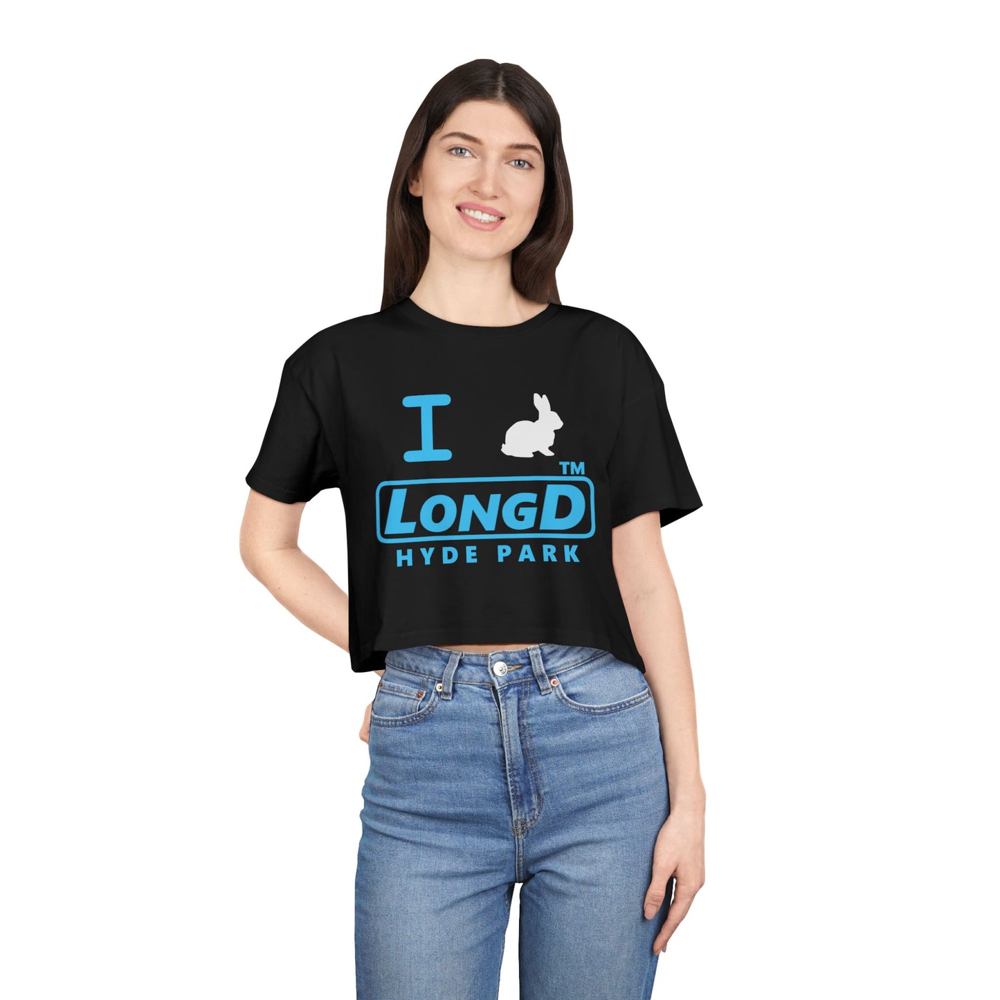 I Bunny LongD positive turquoise Hyde Park Logo Crop Tee
