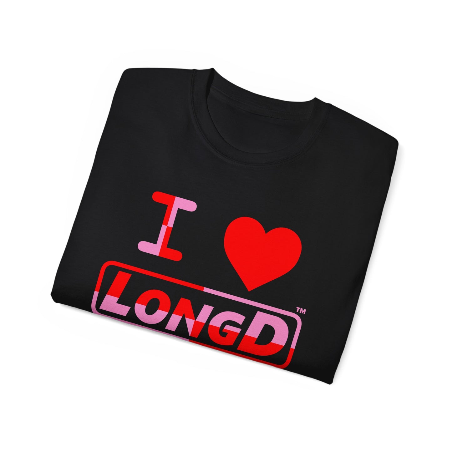 I Luv LongD Logo Cotton Tee (Valentines pink/red quarter split text)
