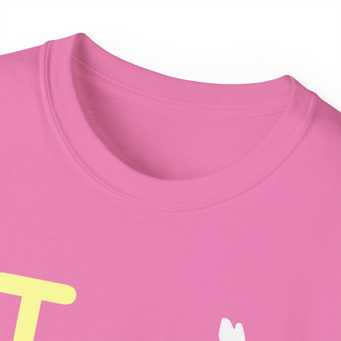 I Bunny LongD® Logo Cotton Tee Easter pastel yellow text (white Easter Bunny)