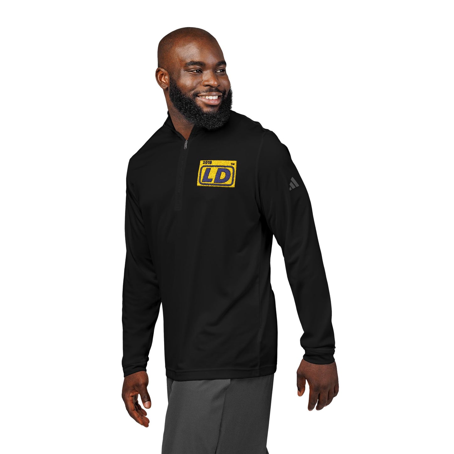 Embroidered adidas® Quarter-Zip pullover official logo initials