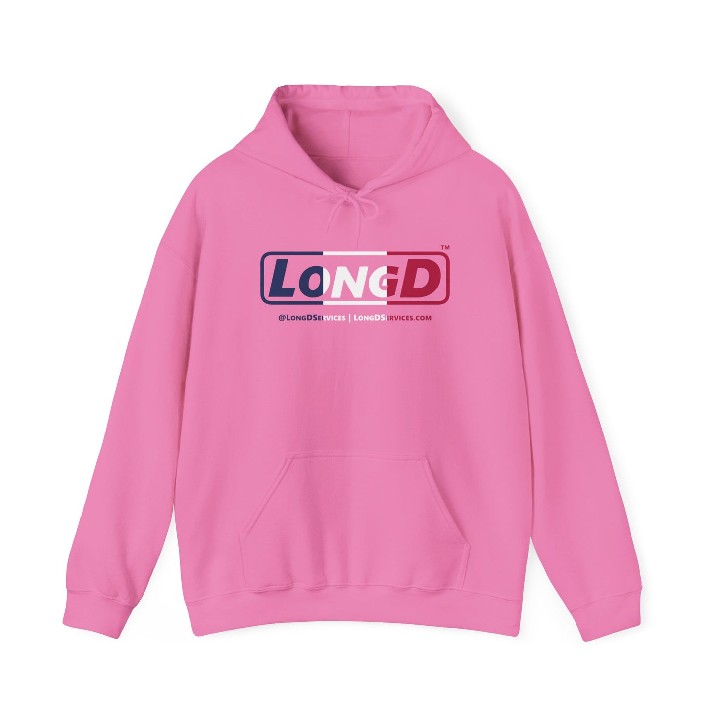 LongD® Logo Hoodie blue, white and red positive thirds
