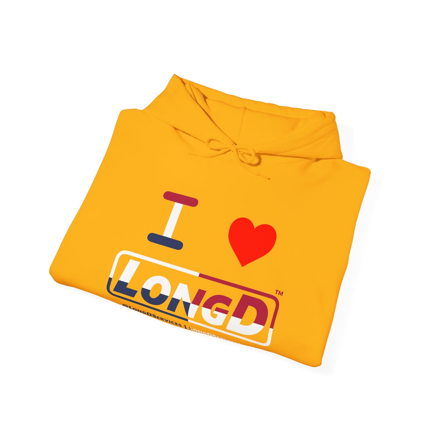 I Luv LongD® Logo Hoodie red, white and blue positive quarters