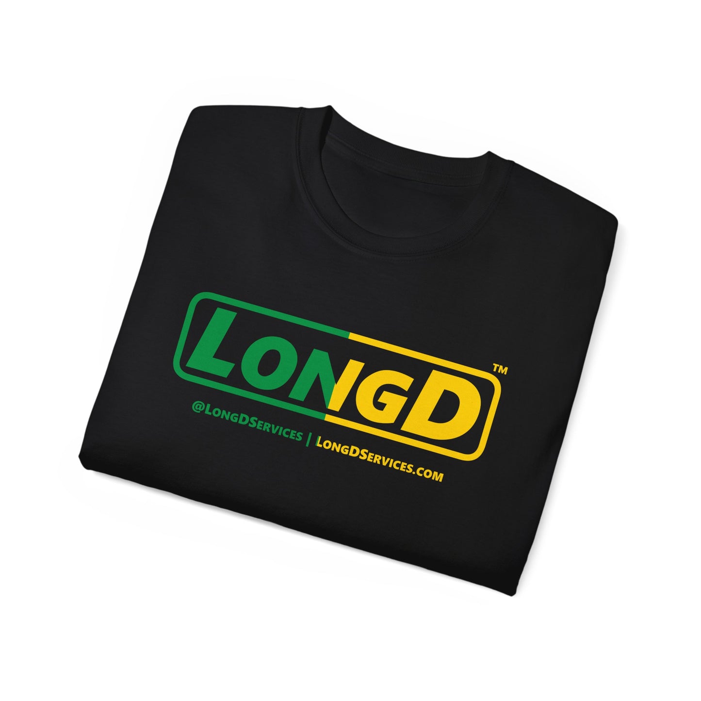 LongD® Logo Cotton Tee (St. Patrick's Day -Irish Green and Golden Yellow right-left split)