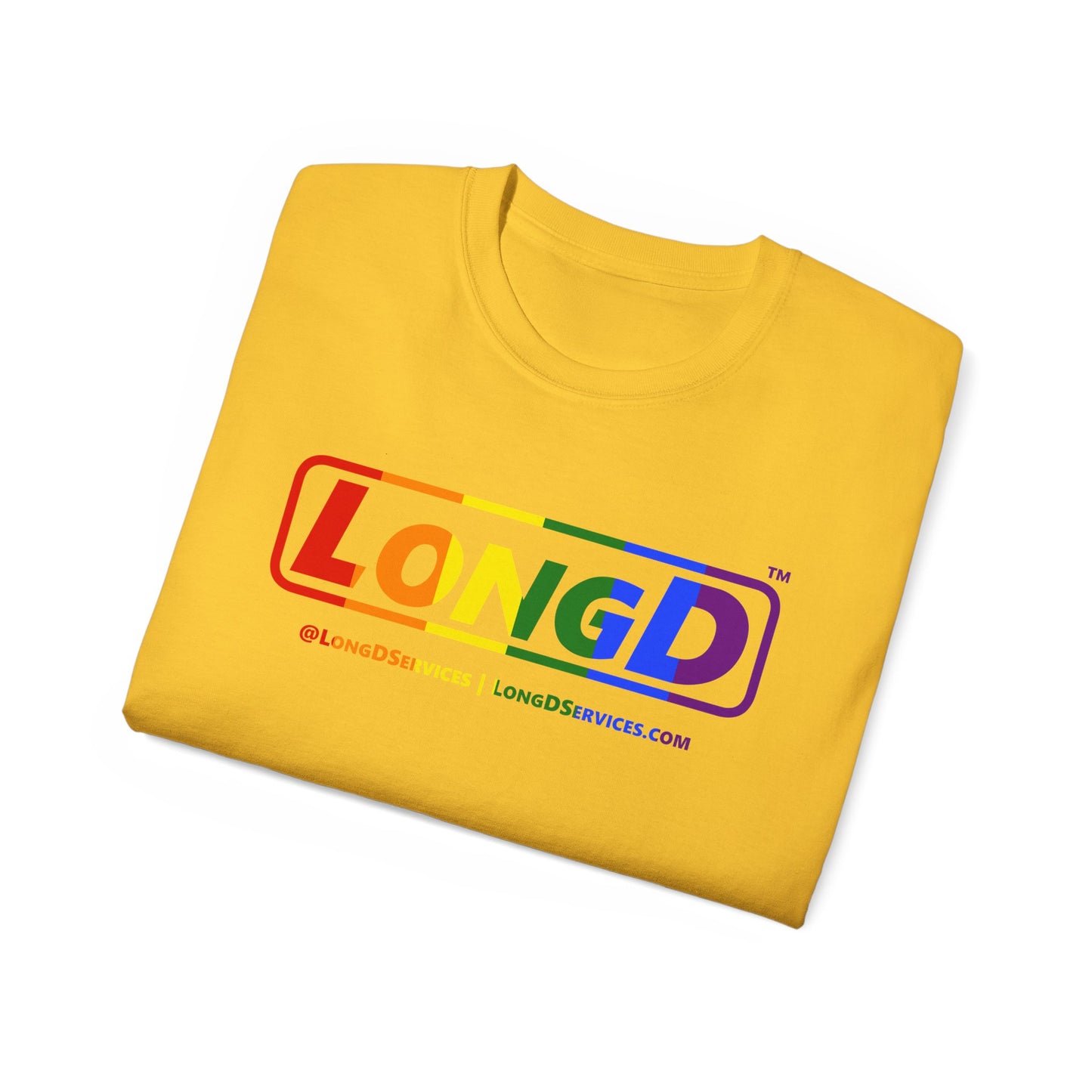 LongD® Logo Cotton Tee Pride rainbow positive text