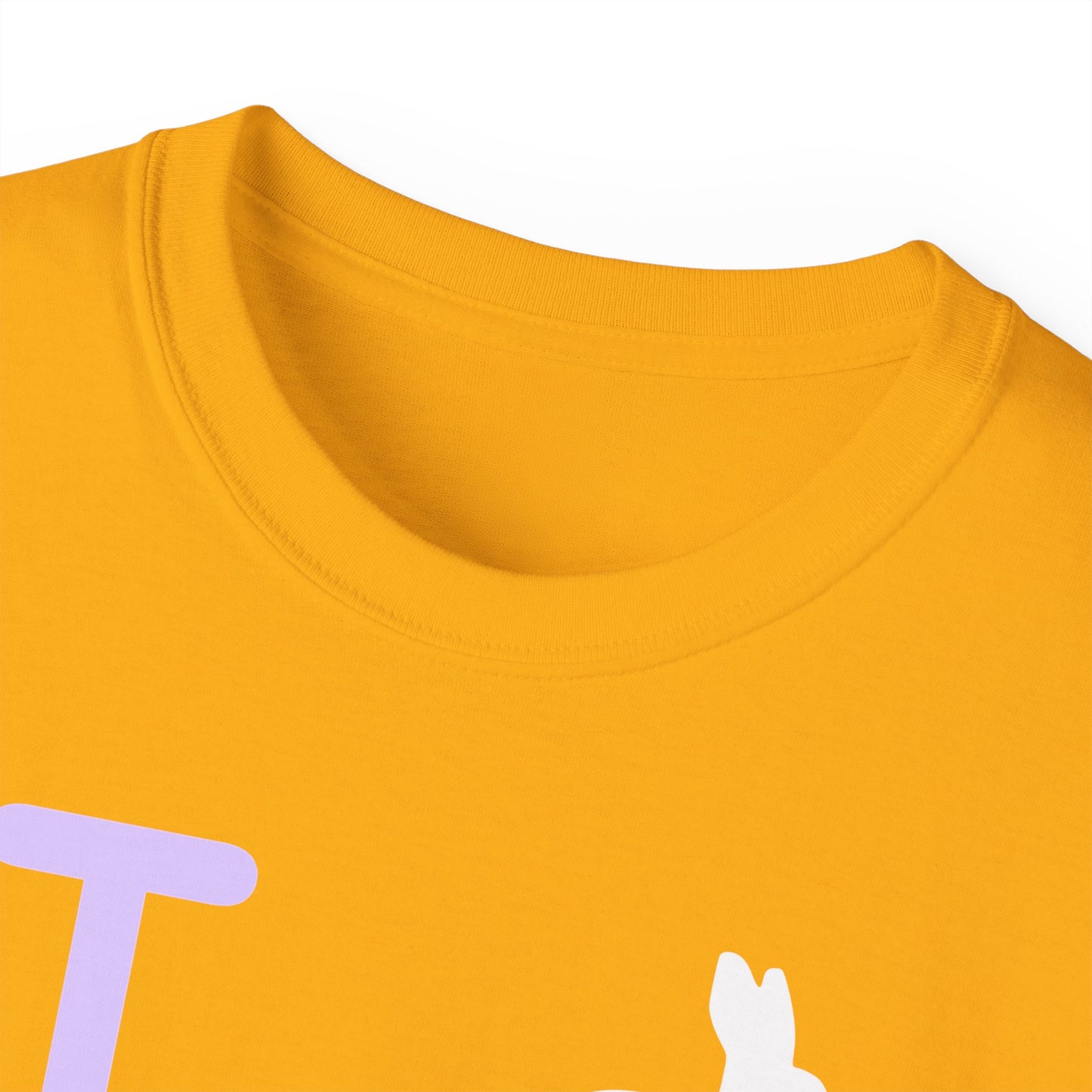I Bunny LongD® Logo Cotton Tee Easter pastel purple negative text (white Easter Bunny)