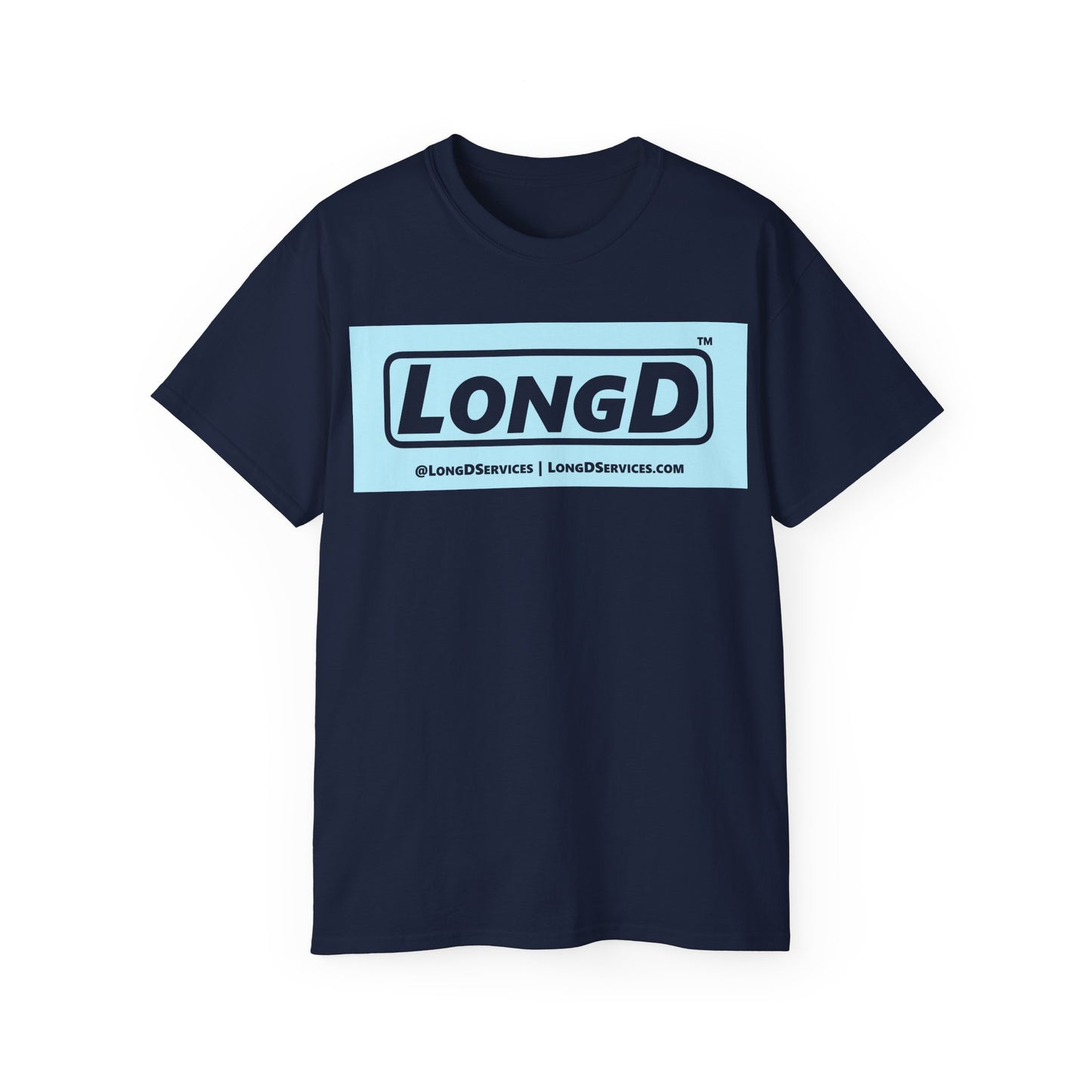 LongD® Logo Cotton Tee (Easter pastel blue in negative text)