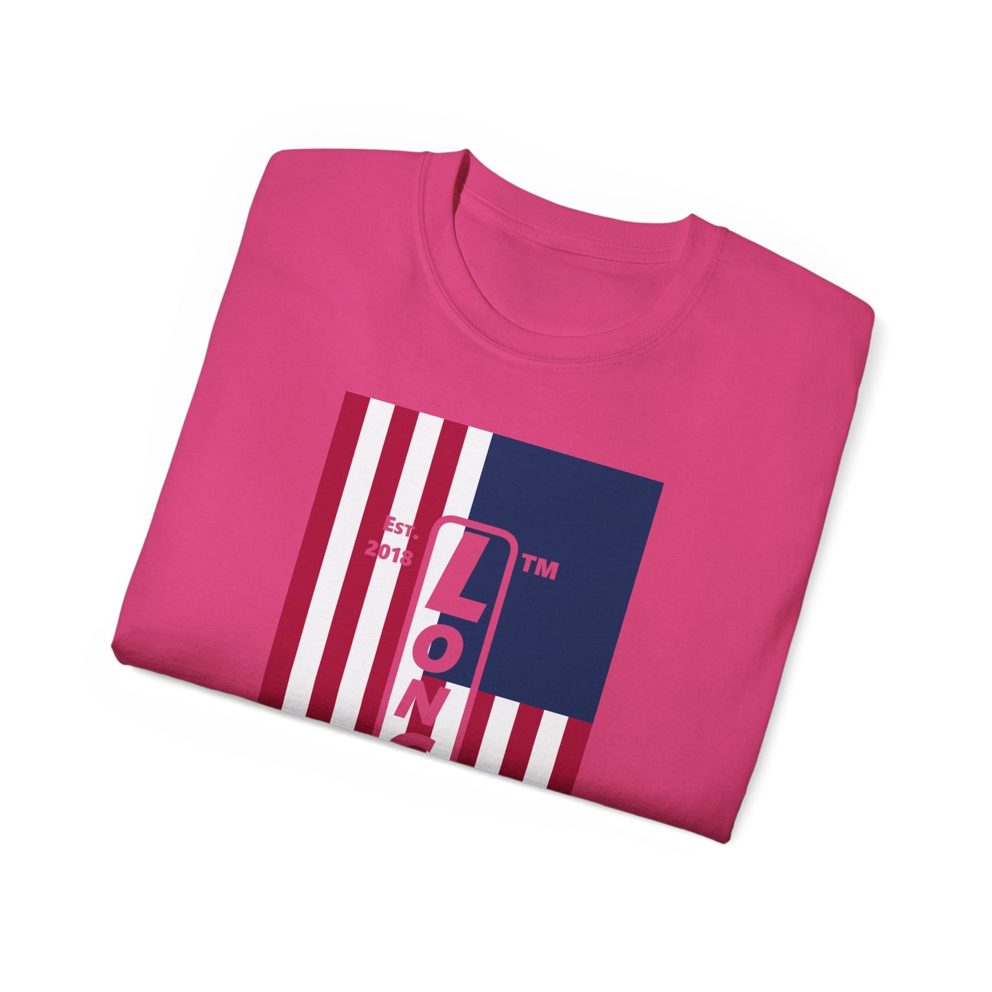 LongD cotton tee negative flag Hyde Park upright logo (Patriotic colors)
