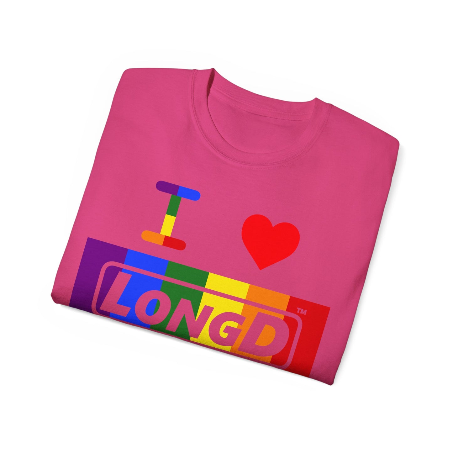 I Luv LongD® Logo Cotton Tee Pride rainbow negative text