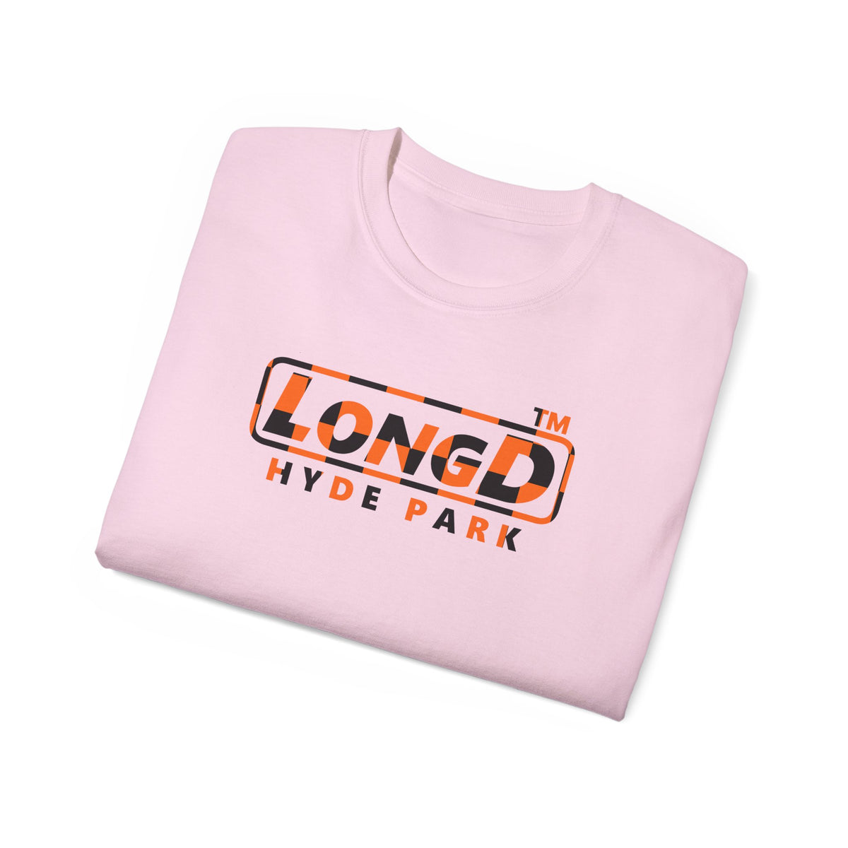 LongD Hyde Park positive checkered logo (Halloween colors) cotton tee