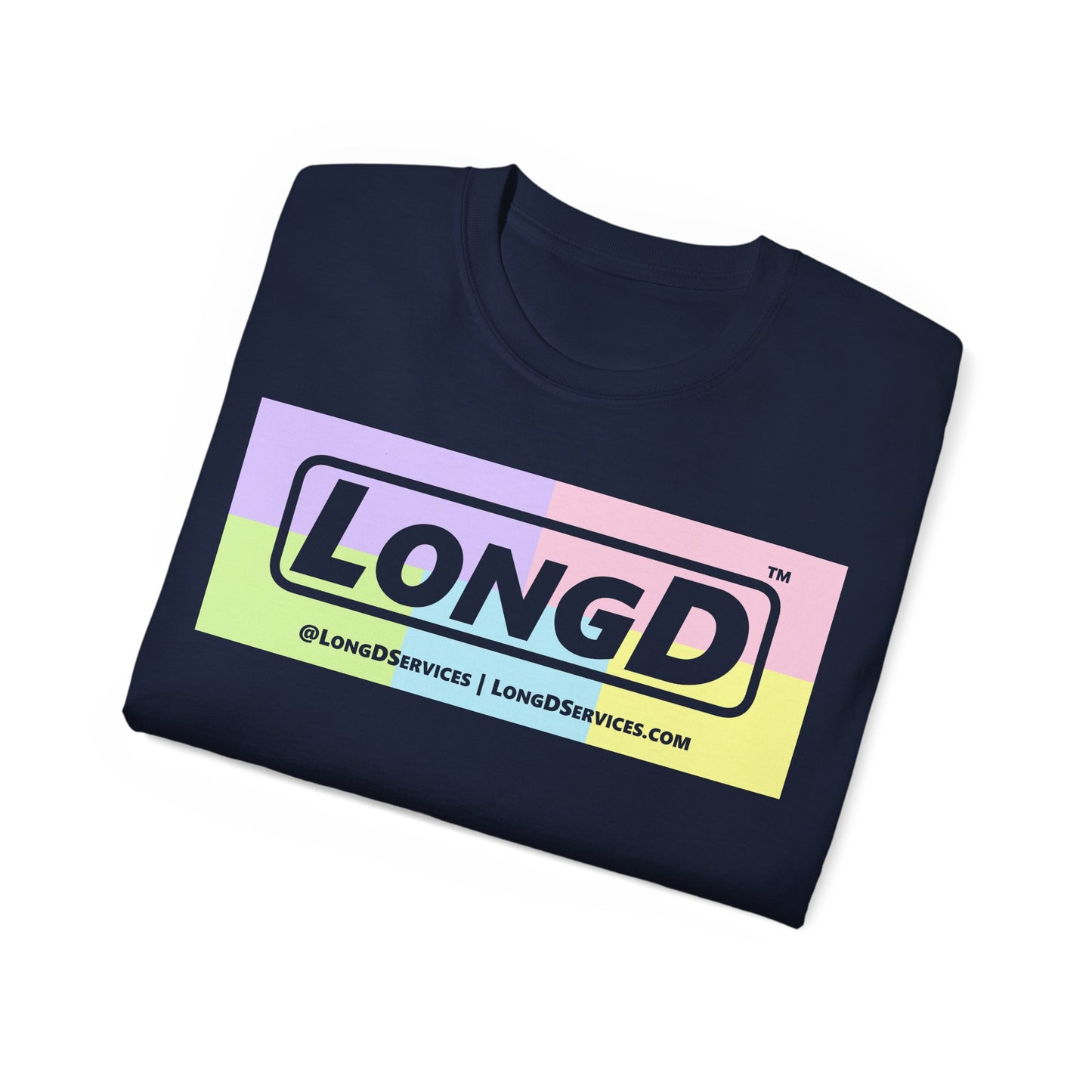 LongD® Logo Cotton Tee (Easter pastel variety in negative text)