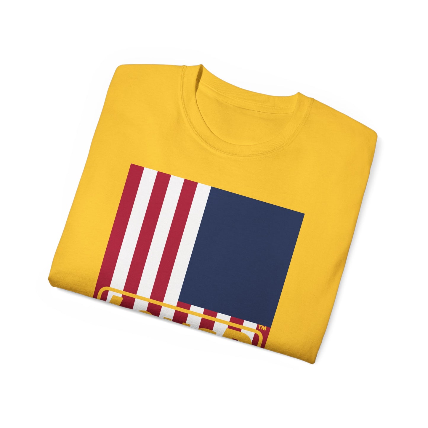 LongD® Logo Cotton Tee Red, White and Blue portrait (cropped proportions) flag negative text