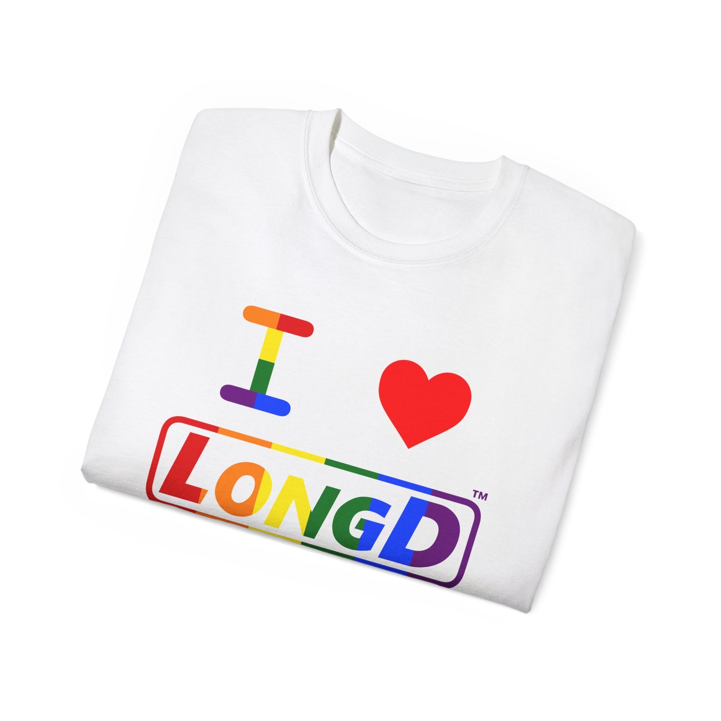 I Luv LongD® Logo Cotton Tee Pride rainbow positive text