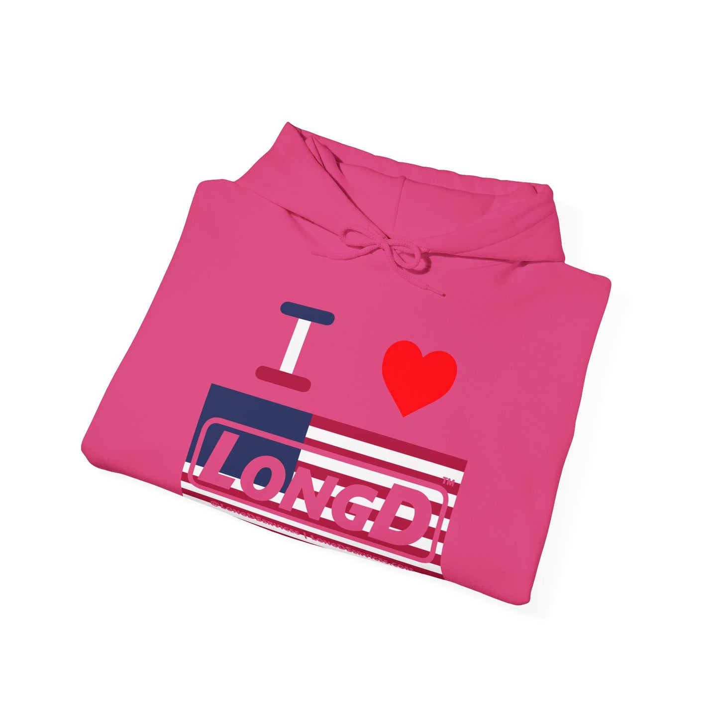 I Luv LongD® Logo Hoodie red, white and blue negative flag
