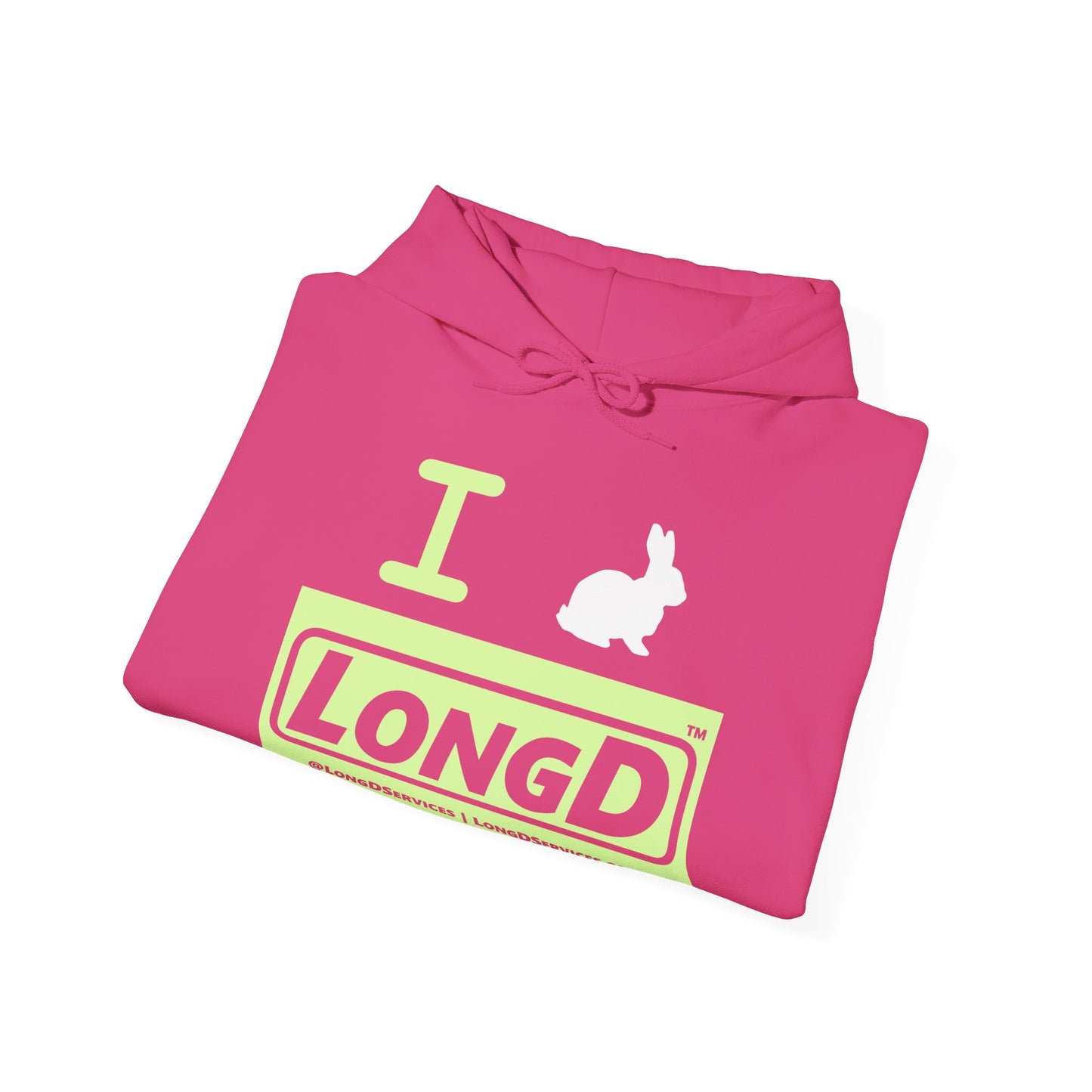 I Bunny LongD® Logo Hoodie Pastel green negative text (White Easter Bunny)