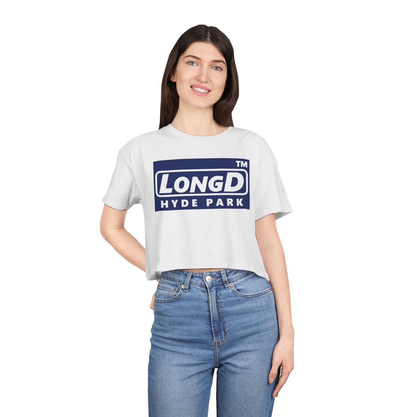 LongD Logo (Hyde Park negative official) Women's Crop Tee