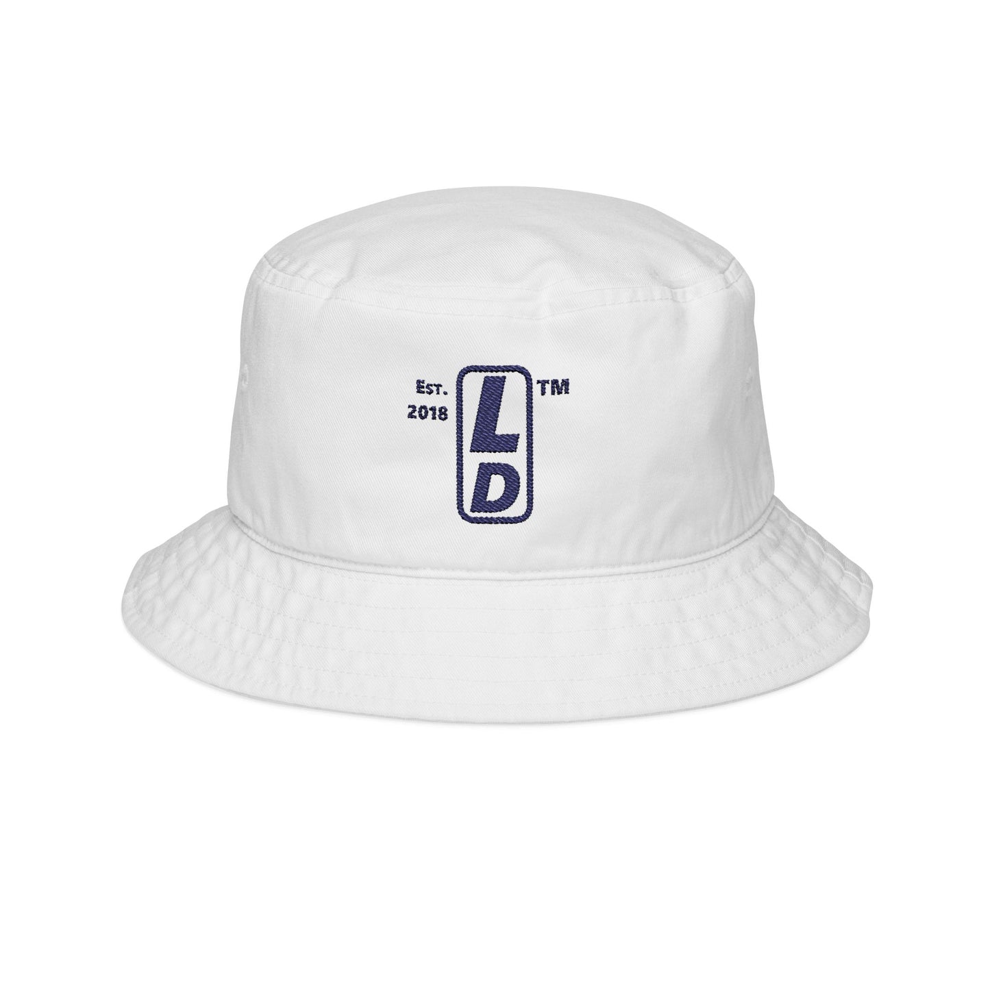 Embroidered official basic upright logo initials bucket hat