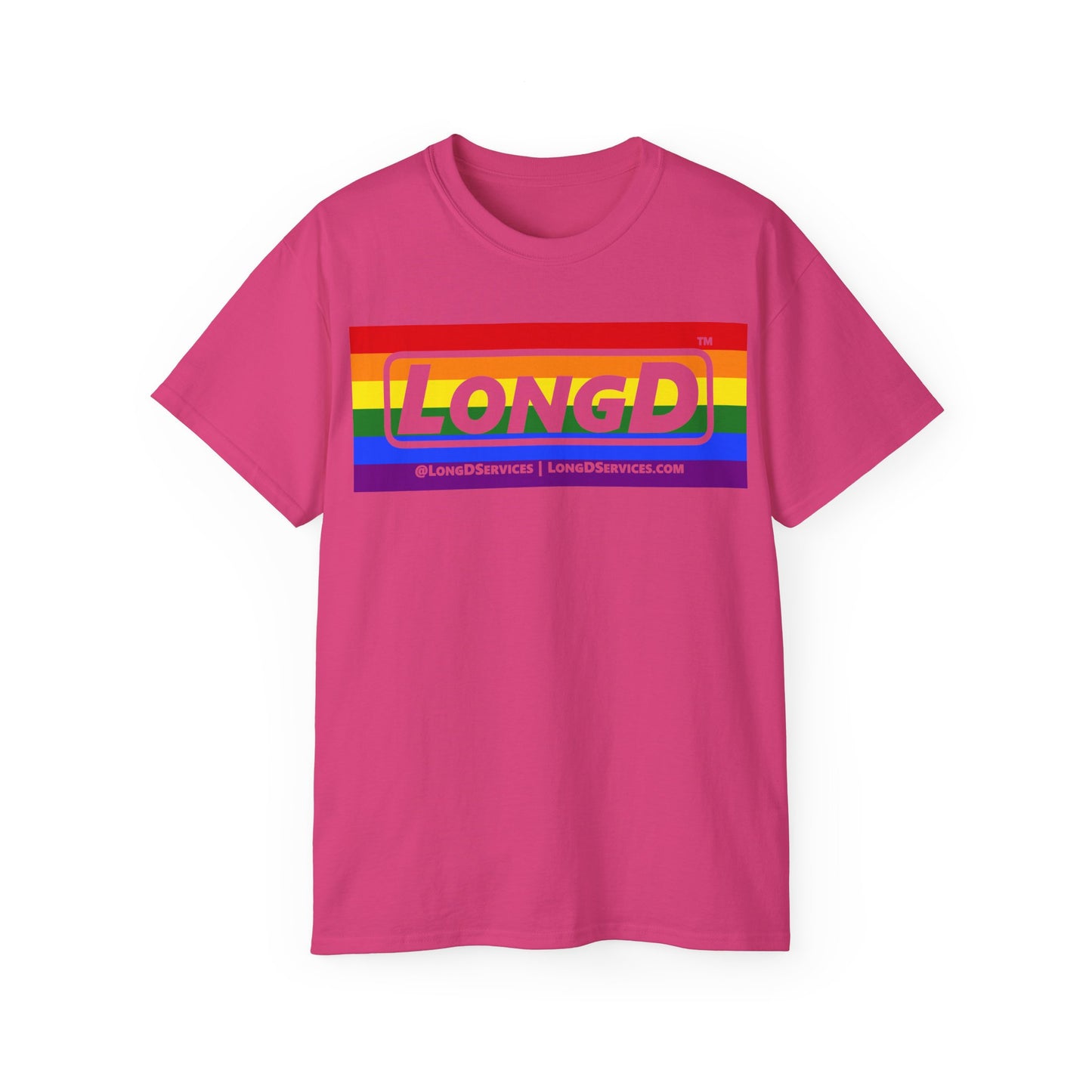 LongD® Logo Cotton Tee Pride striped negative text