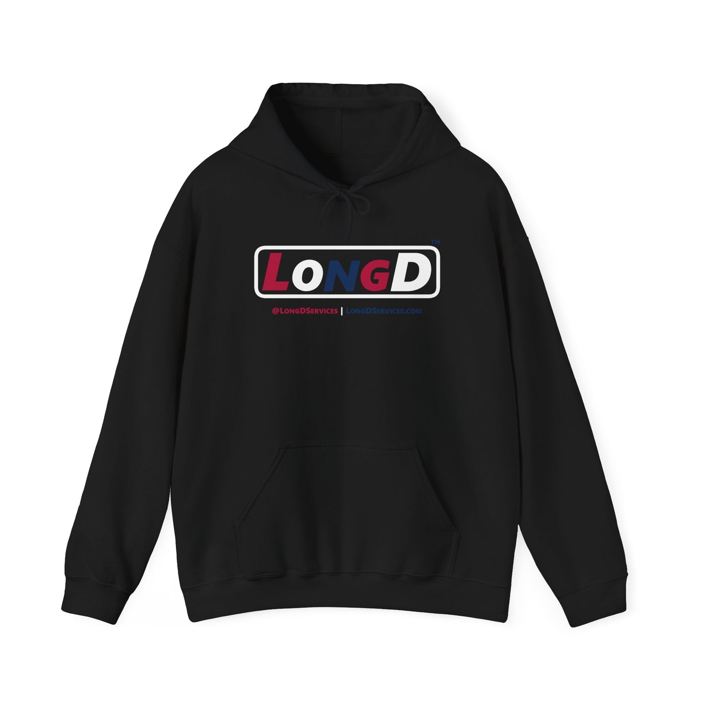 LongD® Logo Hoodie red, white and blue positive varied elements