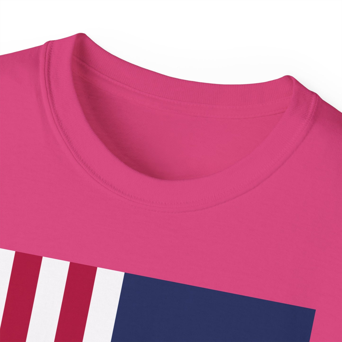 LongD® Logo Cotton Tee Red, White and Blue portrait (cropped proportions) flag negative text