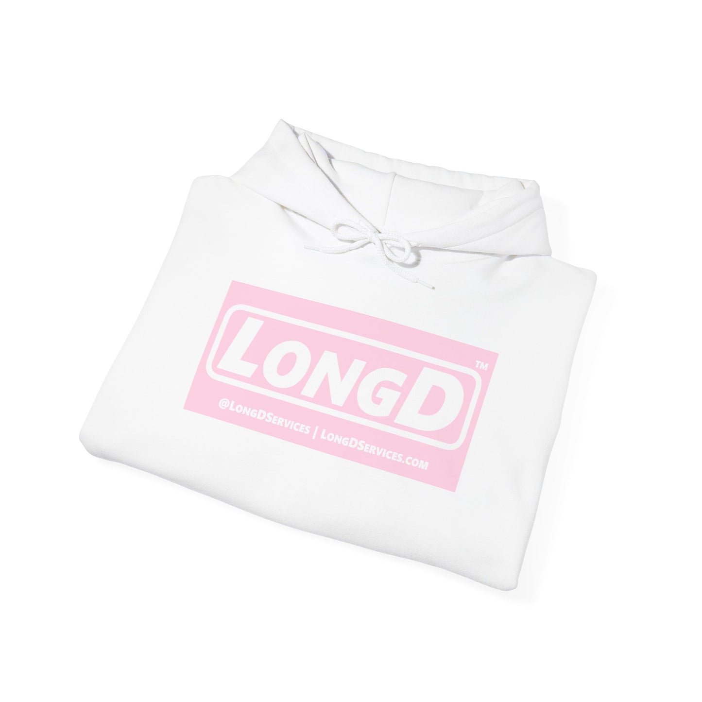 LongD® Logo Hoodie pastel negative pink text