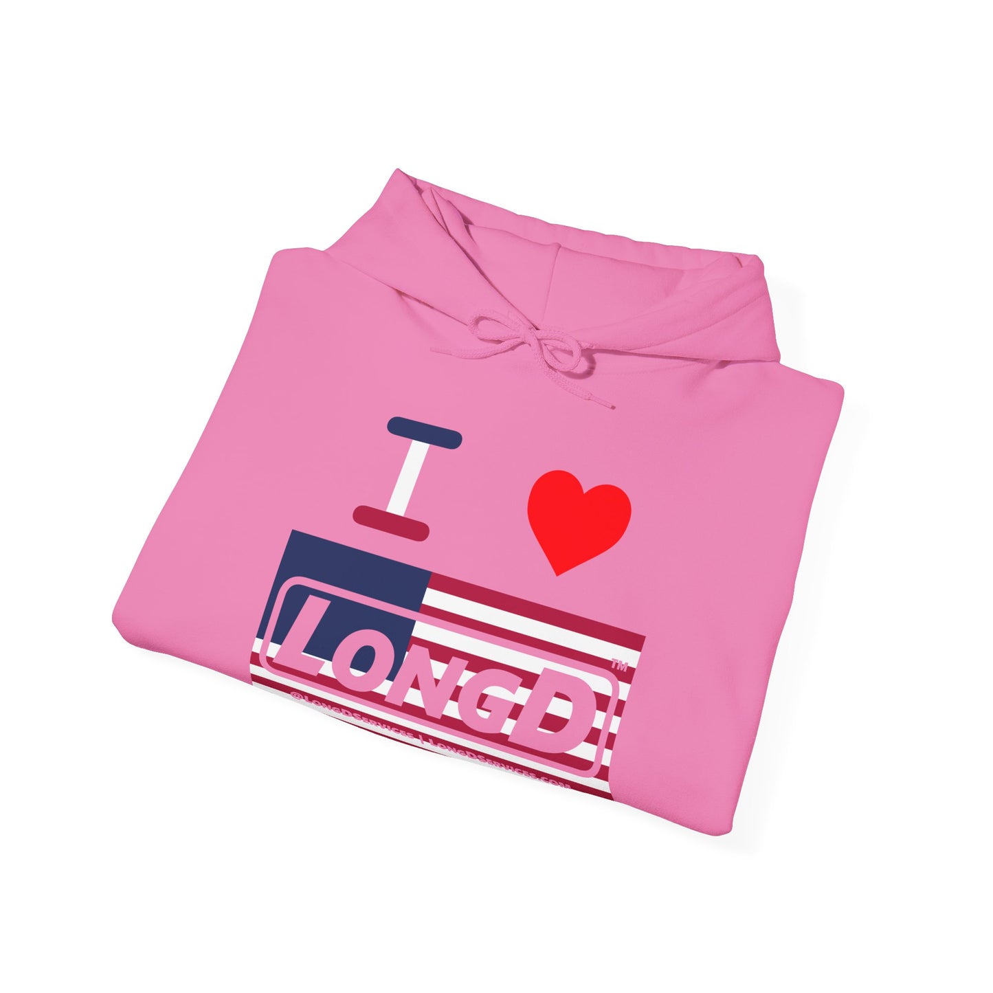 I Luv LongD® Logo Hoodie red, white and blue negative flag