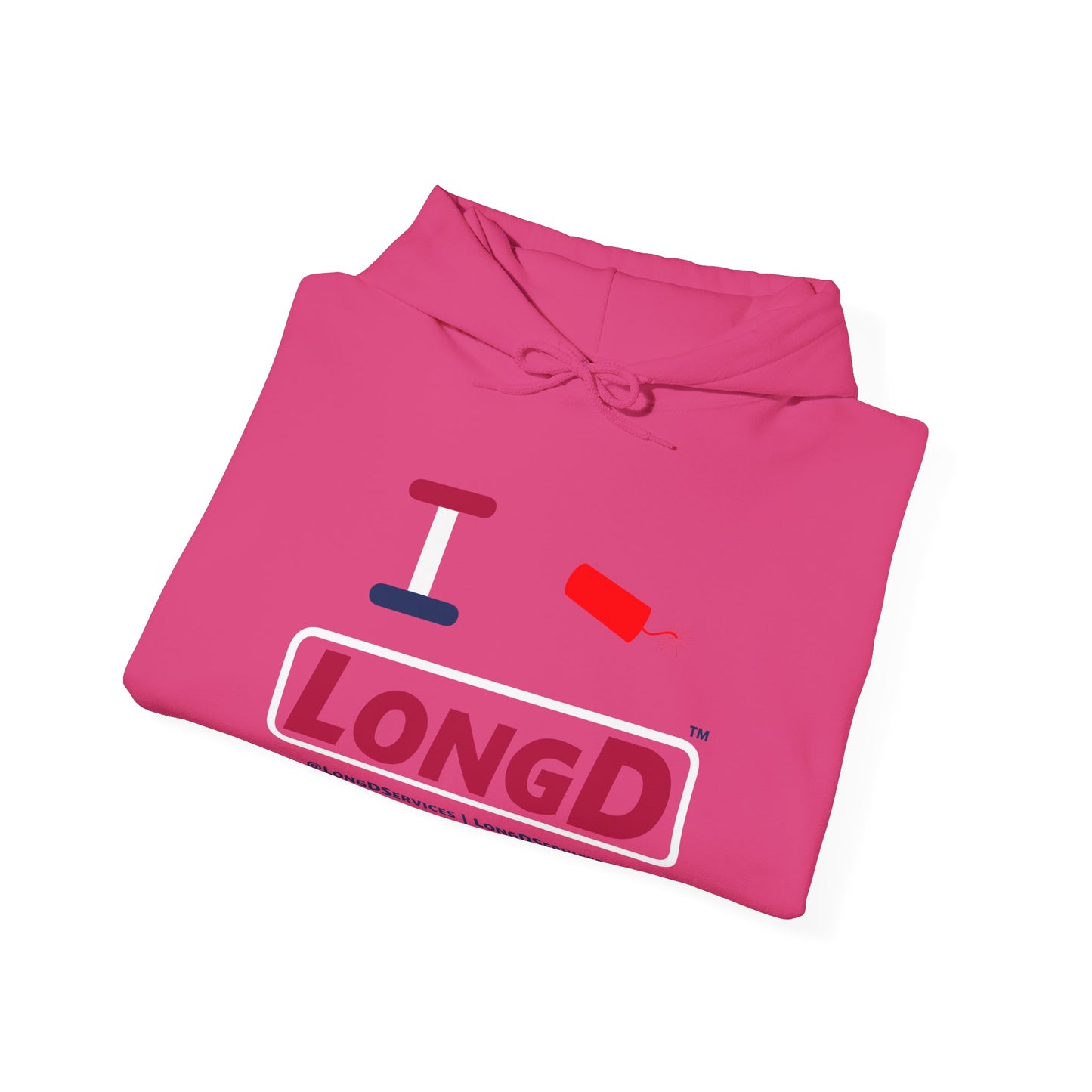 I Firecracker LongD® Logo Hoodie red, white and blue positive elements