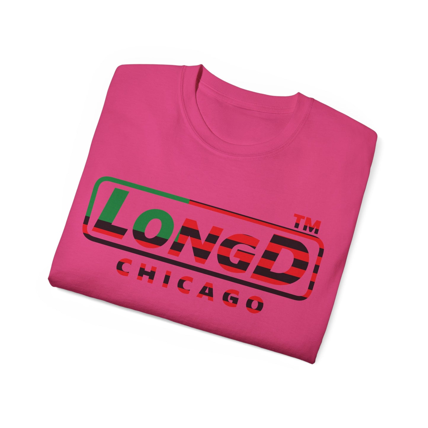 LongD positive flag Chicago logo cotton tee (Juneteenth colors)
