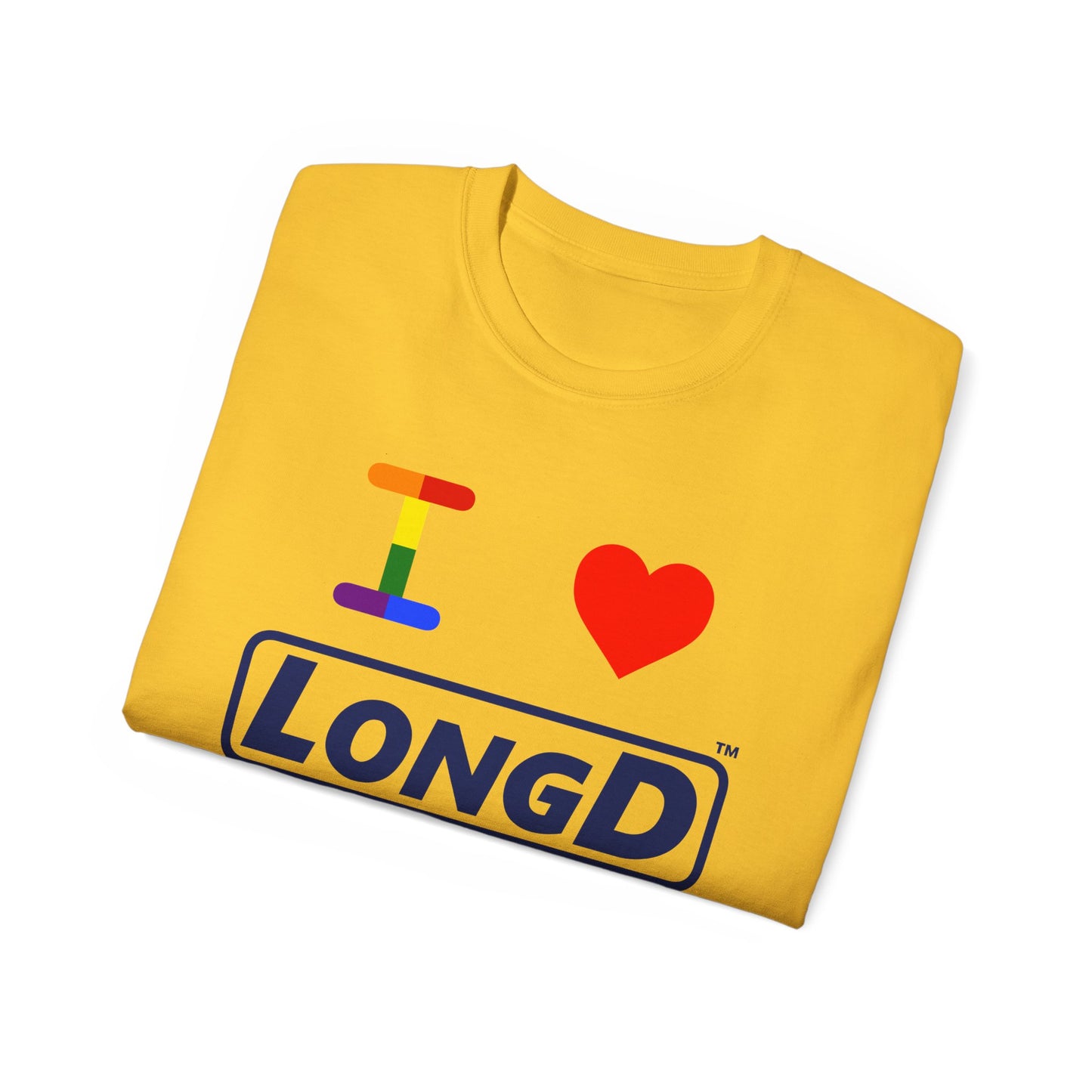 I Luv LongD® Official Logo Cotton Tee Pride rainbow "I" and positive text