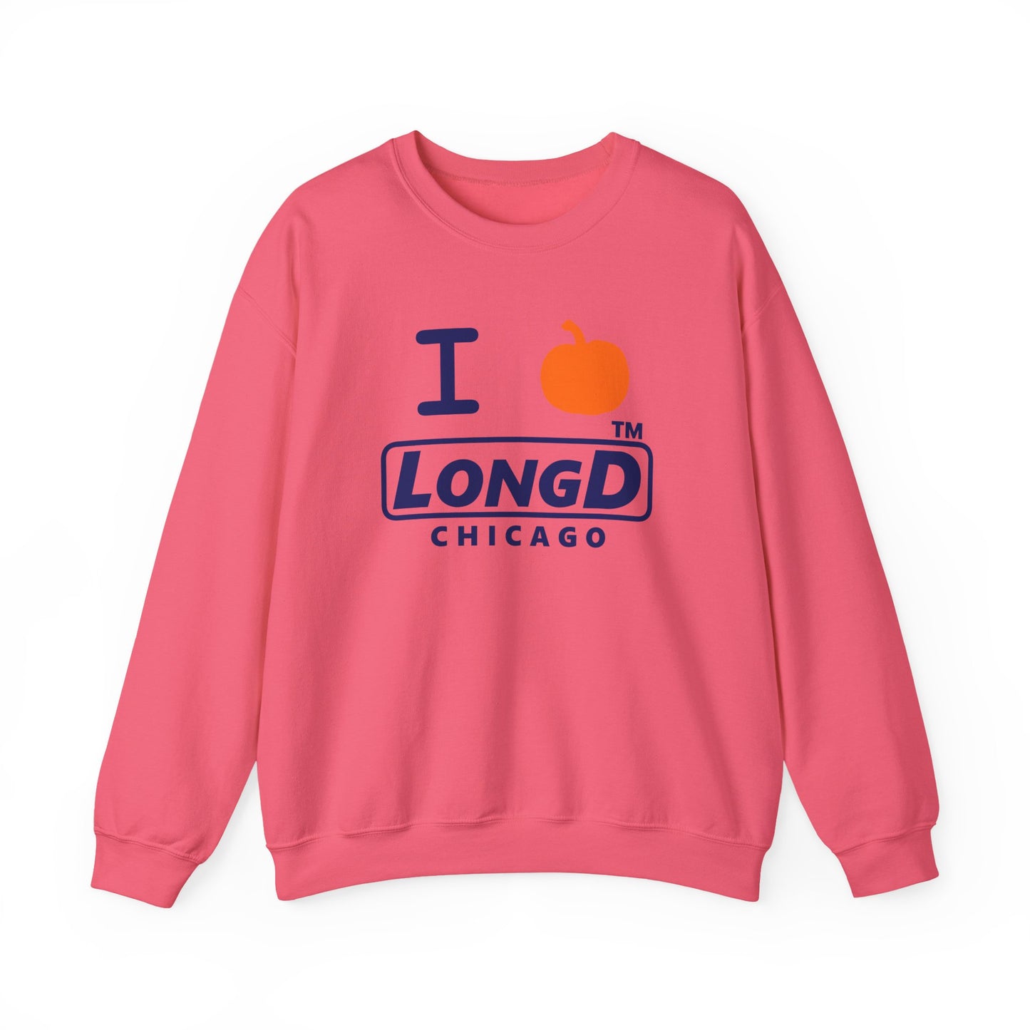 I pumpkin LongD Chicago positive basic Navy (002060) front-back logo crewneck sweatshirt