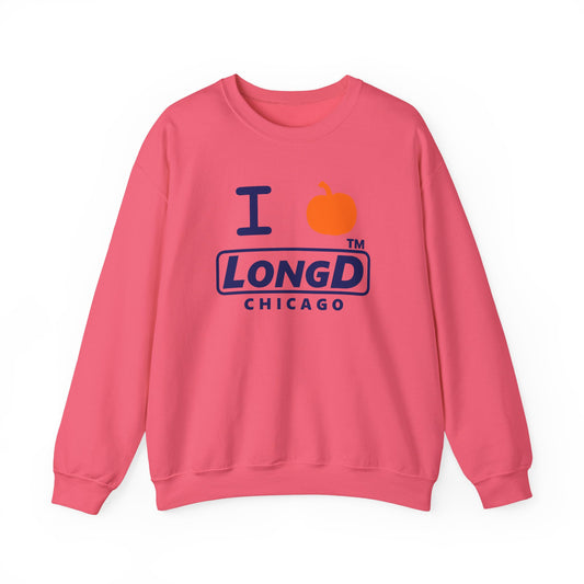 I pumpkin LongD Chicago positive basic Navy (002060) front-back logo crewneck sweatshirt