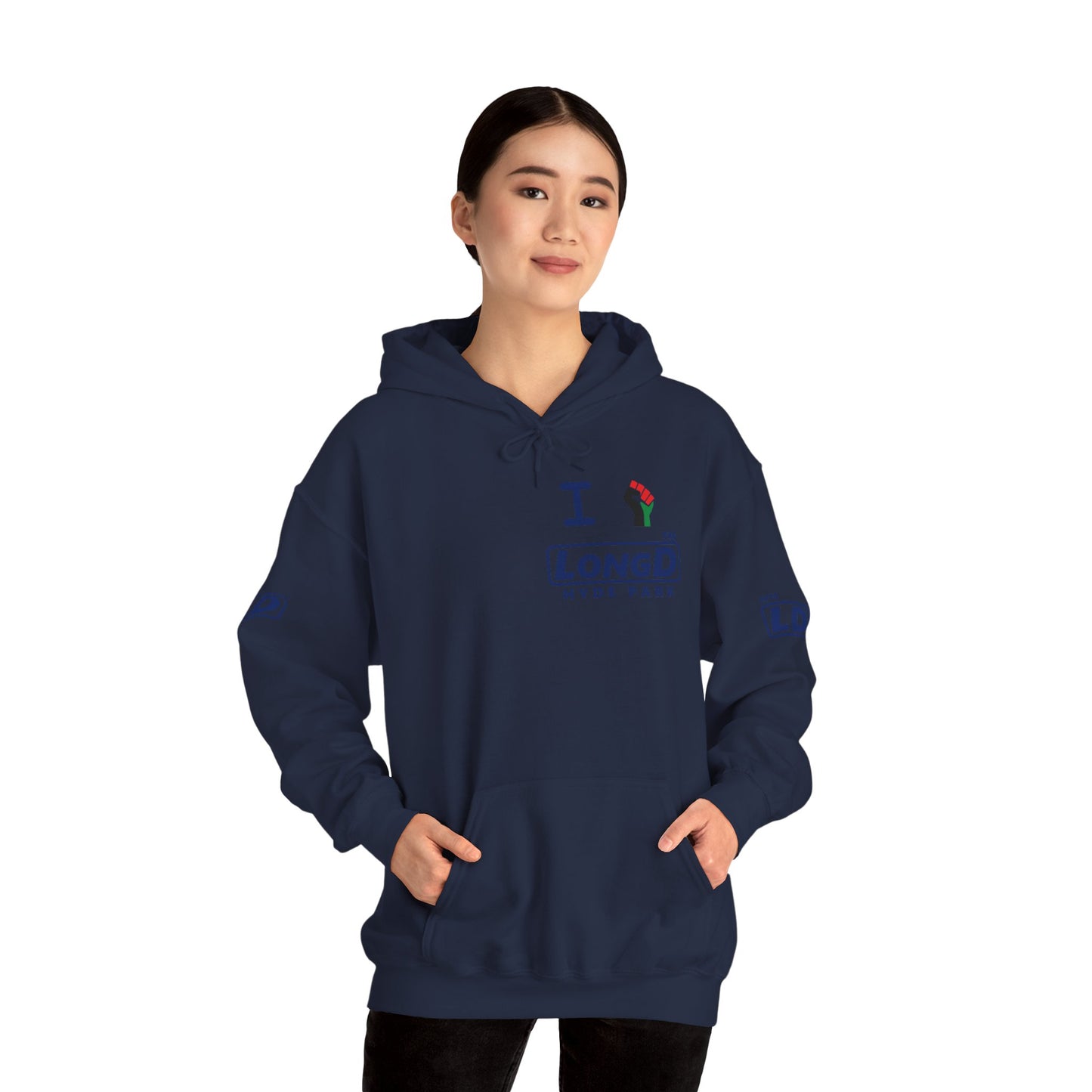 I fist LongD® basic official 4-print single-breasted Hyde Park logo Hoodie (Juneteenth colors)