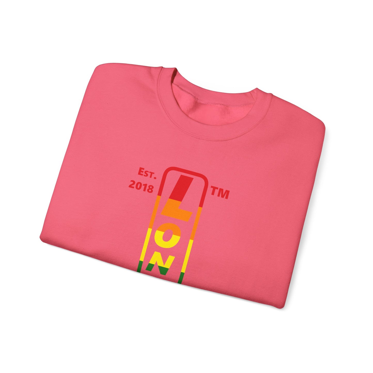 LongD positive horizontal 6-striped Hyde Park 4-print upright logo crewneck sweatshirt (Pride colors)