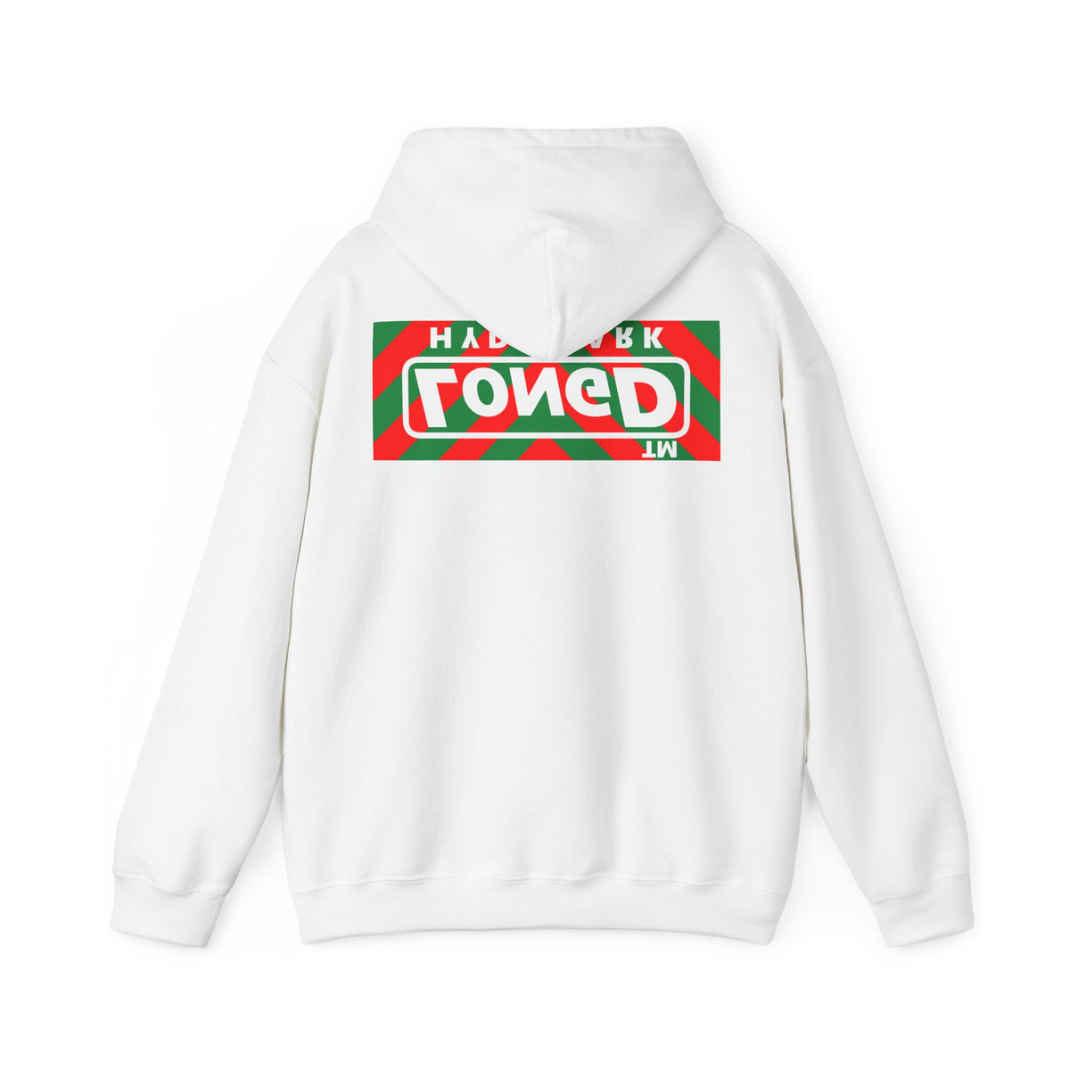 LongD Hyde Park negative downward chevron front-back logo (Xmas colors) hoodie