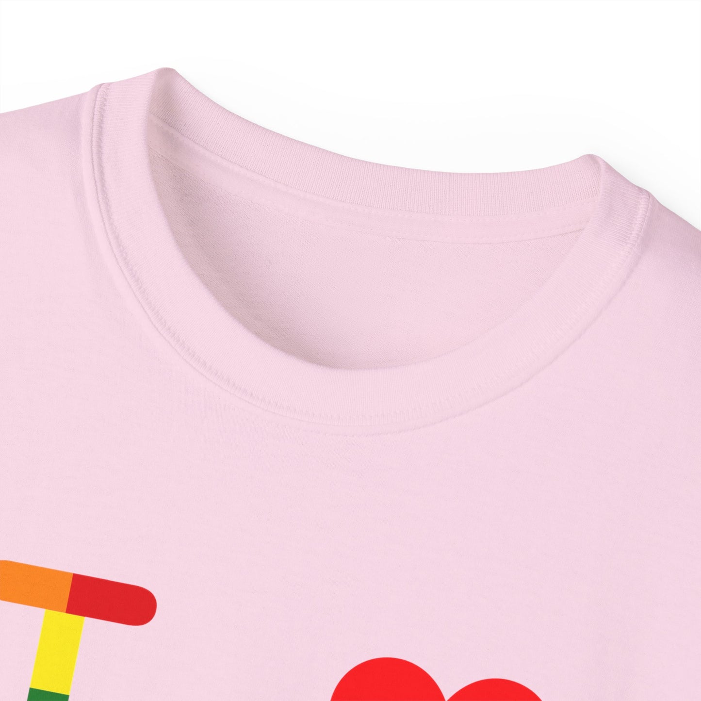 I Luv LongD positive vertical striped Chicago logo cotton tee (Pride colors)