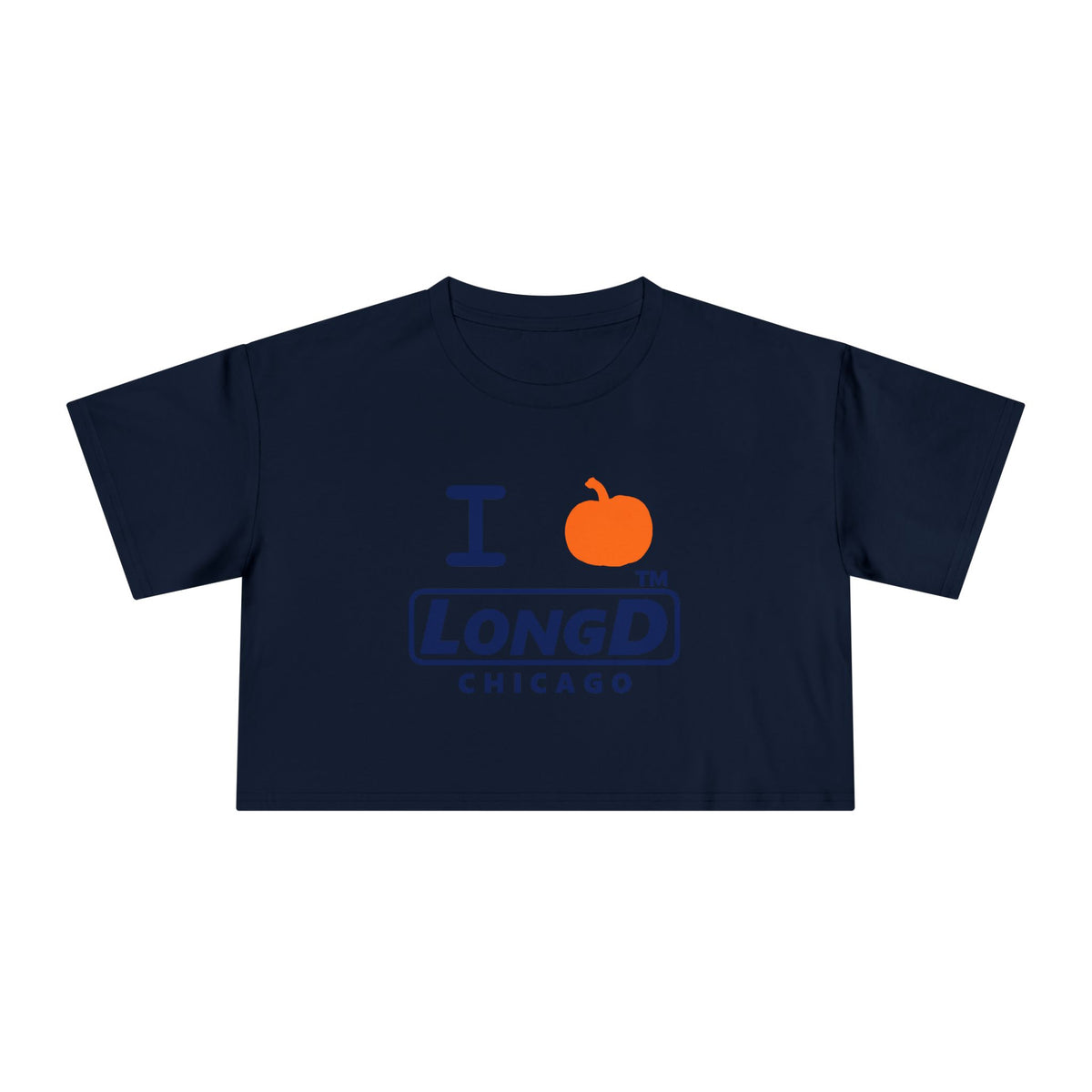 I pumpkin LongD Chicago positive basic Navy (002060) front-back logo crop tee