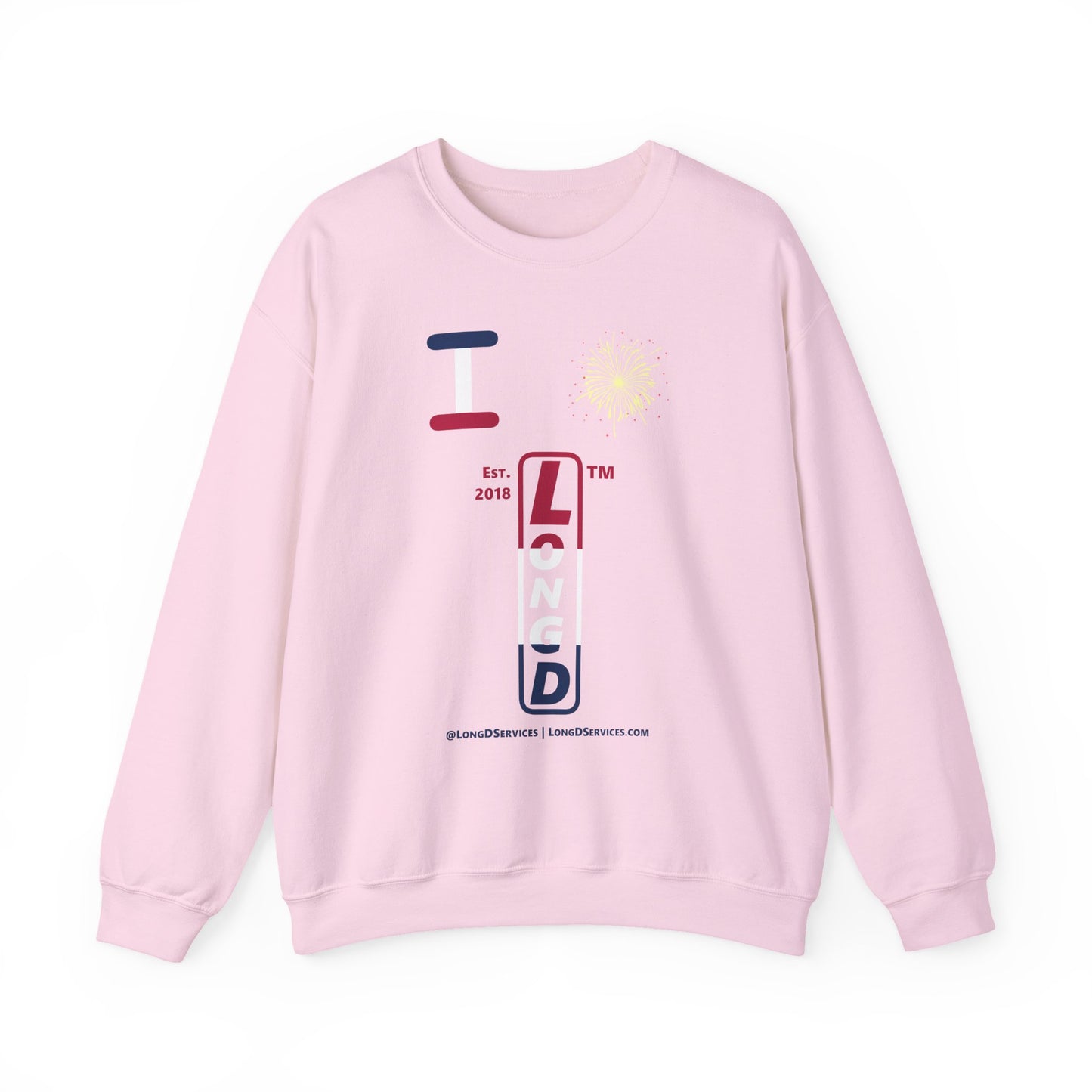 I Burst LongD positive horizontal 3-striped tag-domain upright logo crewneck sweatshirt