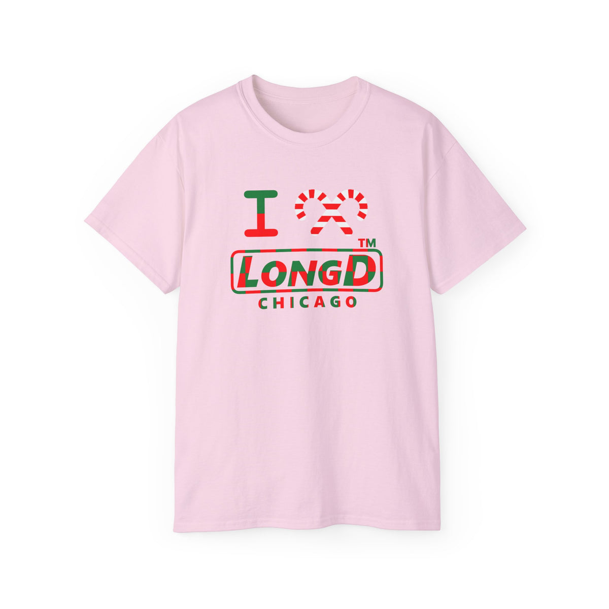 I candy cane LongD Chicago positive checkered logo cotton tee