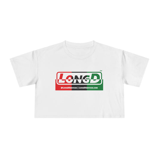 LongD Logo Women's Crop Tee (Juneteenth positive top negative bottom thirds logo)
