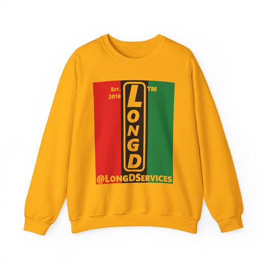 LongD negative vertical 3-striped tag upright logo crewneck sweatshirt (Juneteenth colors)