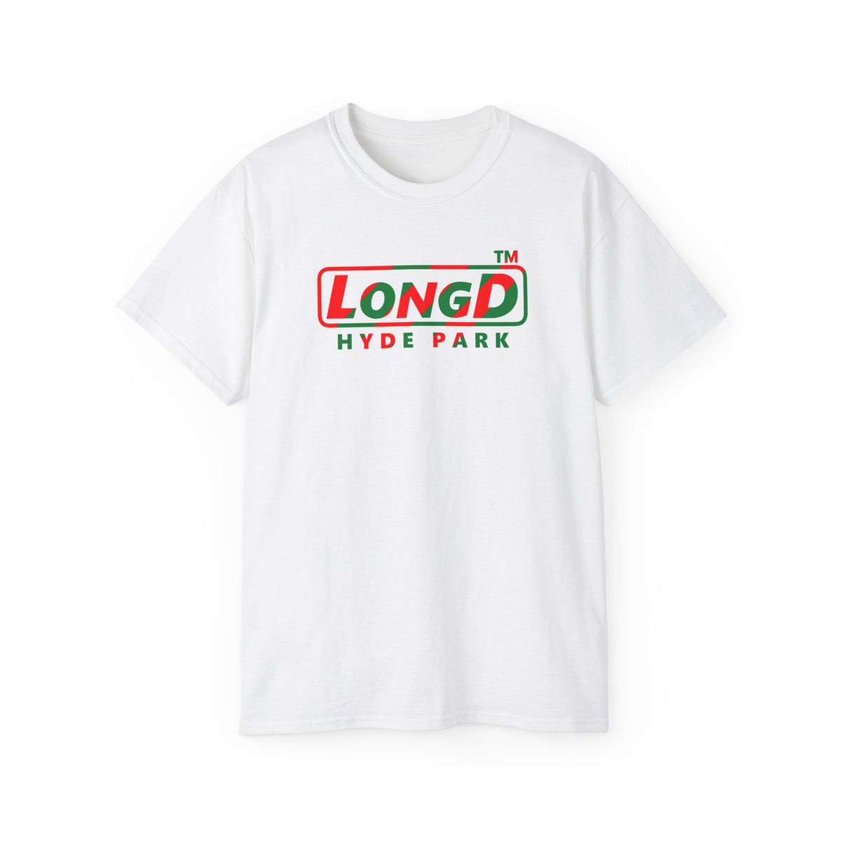 LongD Hyde Park positive pixel-weighted 6-striped logo (Xmas colors) cotton tee
