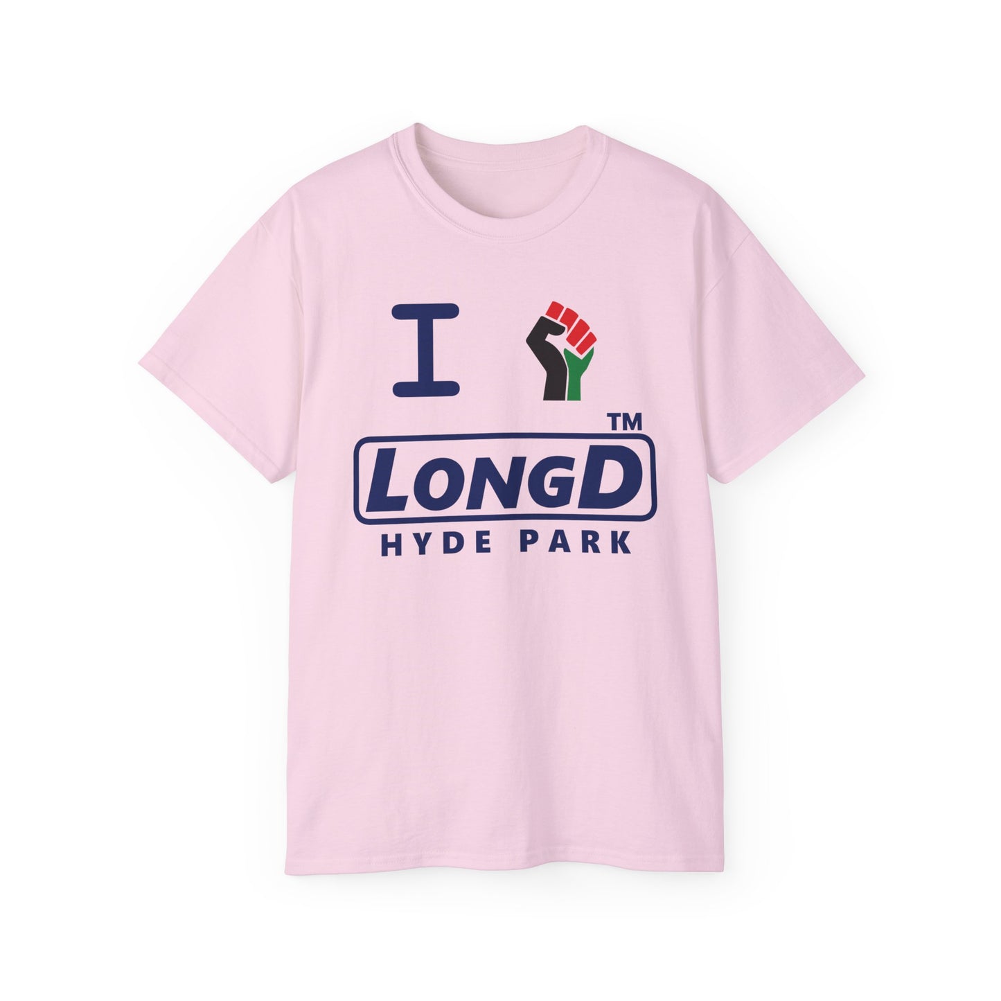 I fist LongD official Hyde Park logo cotton tee with multicolored fist