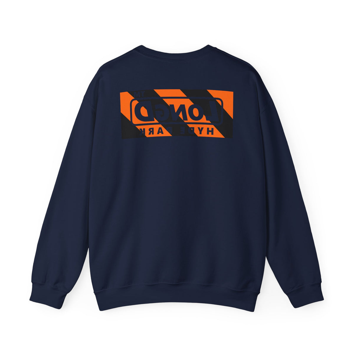 LongD Hyde Park negative diagonal 6-striped front-back logo (Halloween colors) crewneck sweatshirt