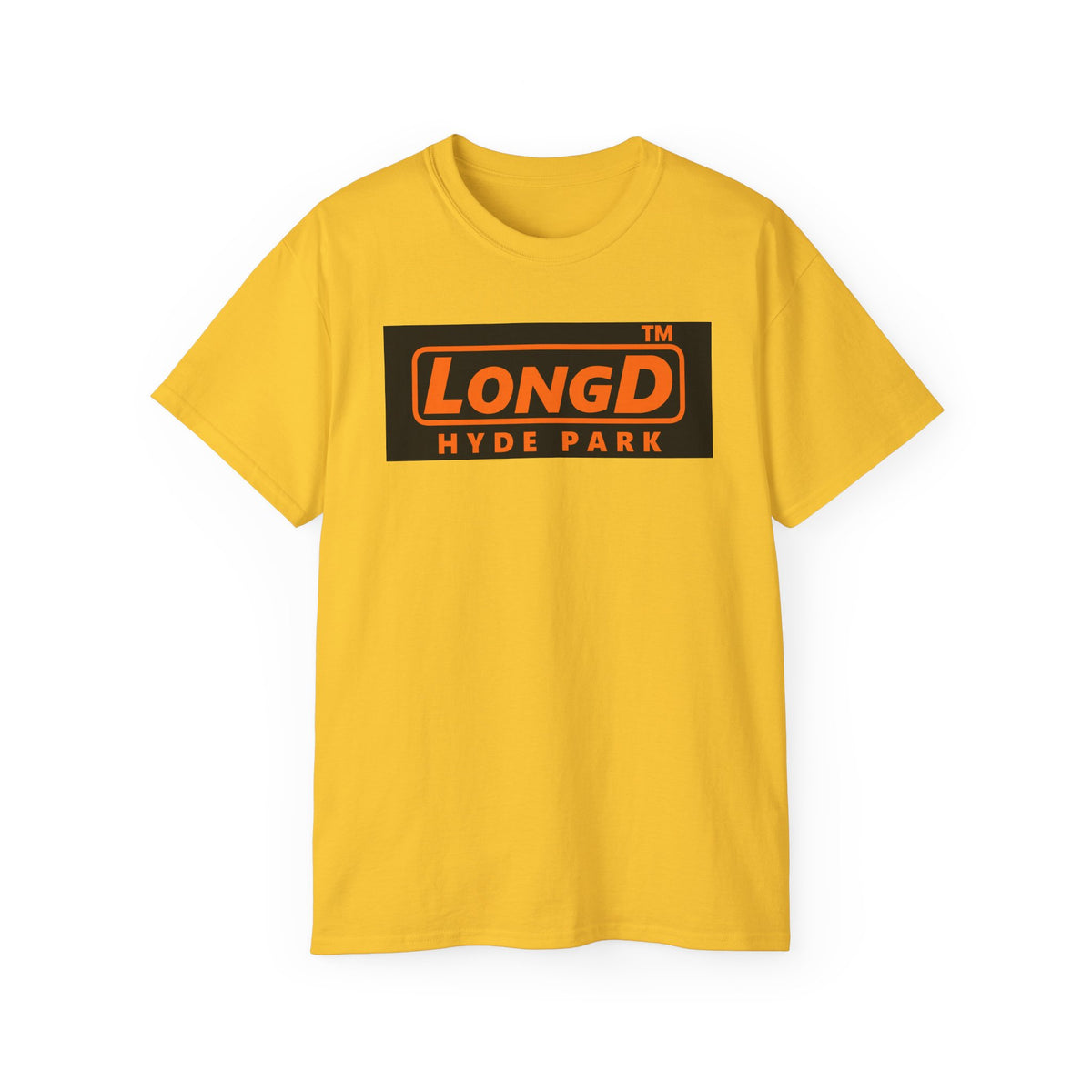 LongD Hyde Park logo orange (FE7518) on Black (000000) (Halloween colors) cotton tee