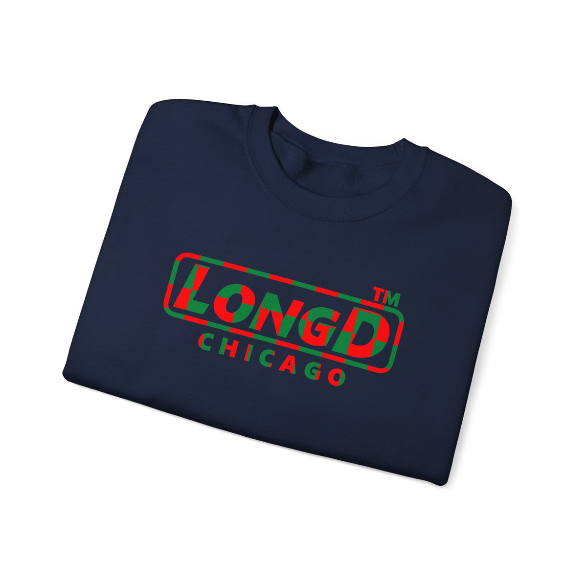 LongD Chicago positive checkered 4-print logo (Xmas colors) crewneck sweatshirt
