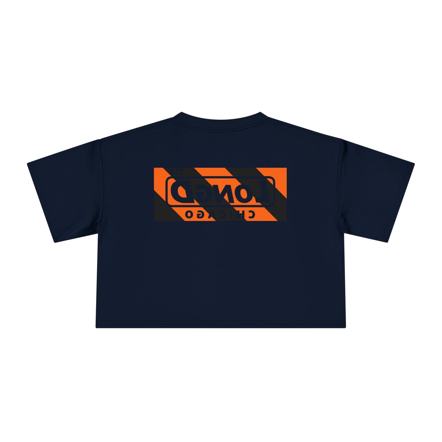 LongD Chicago negative diagonal 6-striped front-back logo (Halloween colors) crop tee