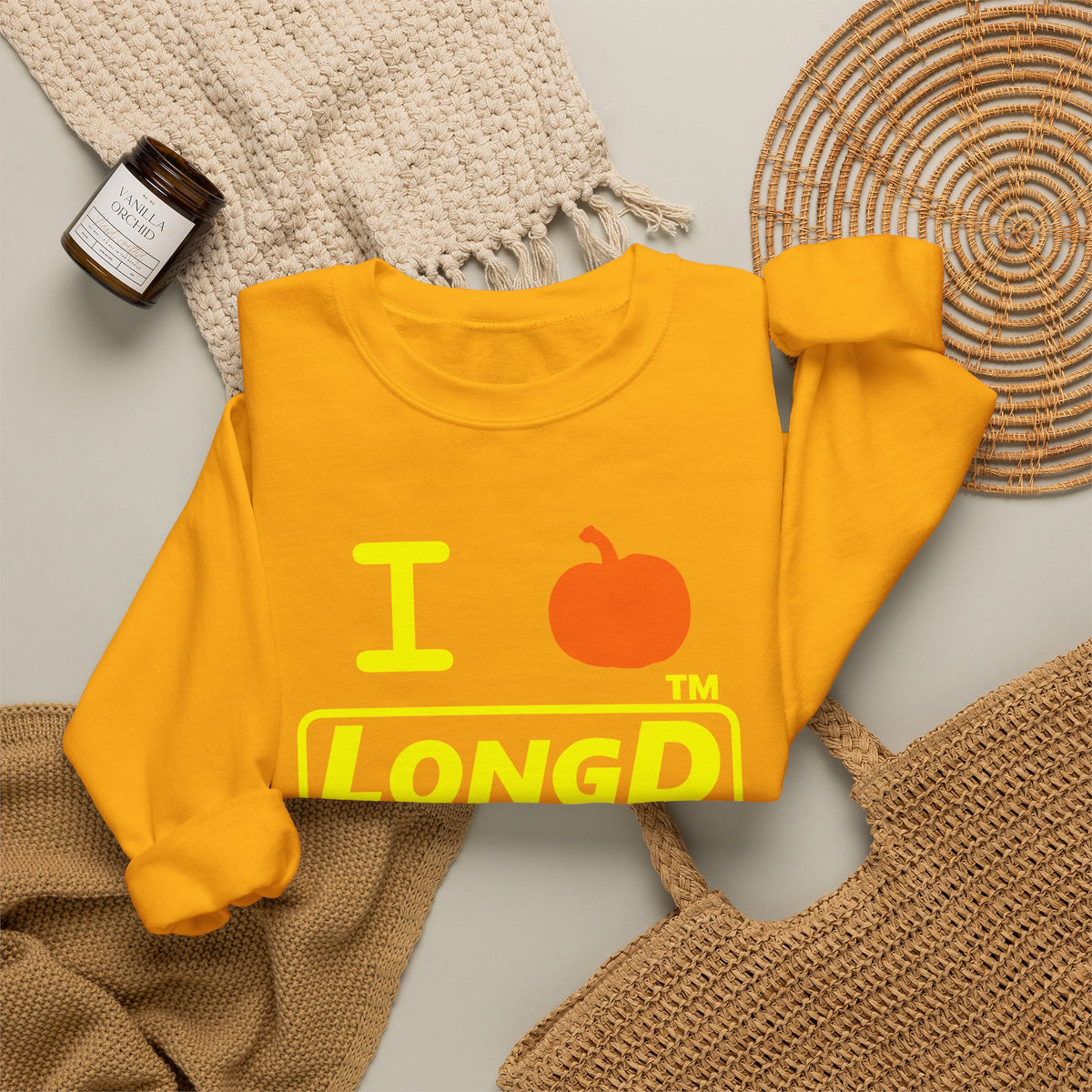 I pumpkin LongD Tag positive alternate basic Yellow (FFFF00) logo crewneck sweatshirt