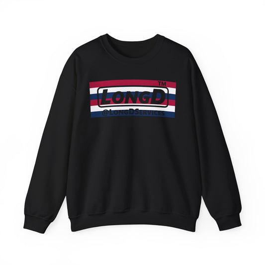 LongD negative horizontal 6-striped tag logo crewneck sweatshirt (patriotic colors)