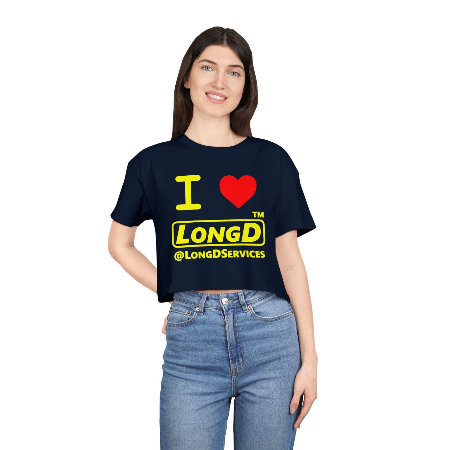 I Luv LongD Logo (Tag only positive alternate) Women's Crop Tee